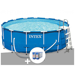 Kit piscine tubulaire Intex Metal Frame ronde 4,57 x 1,22 m + 6 cartouches de filtration