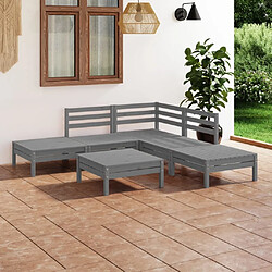 Maison Chic Salon de jardin 6 pcs - Table et chaises d'extérieur - Mobilier/Meubles de jardin Moderne Bois de pin massif Gris -MN18286