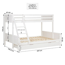 Avis Homestyle4U Lit blanc superposé avec tiroir 90x200