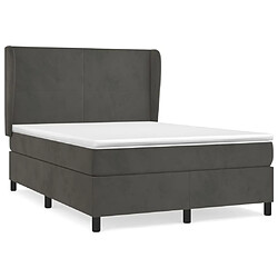 Maison Chic Lit Adulte - Lit simple Lit à sommier tapissier et matelas moelleux - Meuble de Chambre - Gris foncé 140x190cm Velours -MN32075