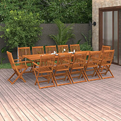 Maison Chic Mobilier à dîner 13 pcs de jardin - Ensemble table et chaises d'extérieur - Salon/Mobilier de jardin classique Bois d'acacia massif -MN98519