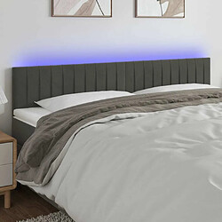 Maison Chic Tête de lit scandinave à LED,meuble de chambre Gris foncé 160x5x78/88 cm Velours -MN12318