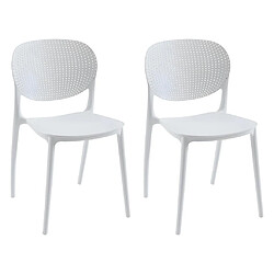 Vente-Unique Lot de 2 chaises empilables en polypropylène - Blanc - CARETANE 