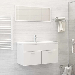 vidaXL Ensemble de meubles de salle de bain Blanc Aggloméré