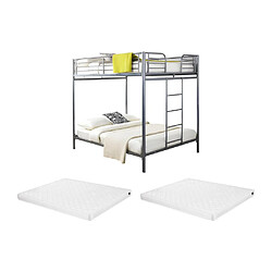 Acheter Vente-Unique Lits superposés 2 x 140 x 190 cm - Métal - Argent + Matelas - GEMINI II