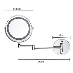 Universal Commode de maquillage avec éclairage LED 5x agrandissement télescopique 2 miroirs de douche visage miroir de maquillage mural | miroir de bain pas cher