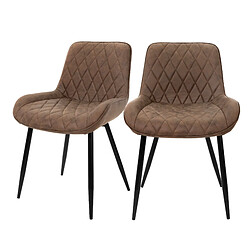 ML-Design Lot de 2 chaises de salle à manger Chaise de salon Chaise de cuisine Marron Simili cuir PU