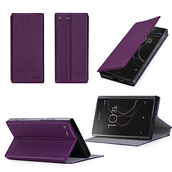 Etui luxe Sony Xperia XZ1 4G violet Ultra Slim Style Cuir avec stand - Housse coque de protection Sony XZ1 Dual Sim smartphone 2017 / 2018 violette- Accessoires pochette cover XEPTIO case