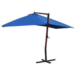 Helloshop26 Parasol suspendu avec mât en bois 400 x 300 cm bleu 02_0008713