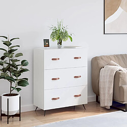 vidaXL Commode blanc 69,5 x 34 x 90 cm bois d'ingénierie