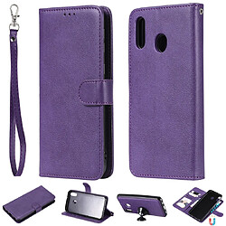 Wewoo Housse Coque Pour Galaxy M20 Étui de protection à rabat horizontal de couleur unie avec support et fentes cartes et portefeuille et cadre photo et lanière violet