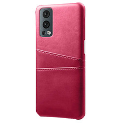 Coque en TPU + PU double porte-cartes, anti-chute, rose pour votre OnePlus Nord 2 5G