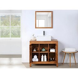 Avis Vente-Unique Meuble de salle de bain en bois d'acacia avec simple vasque et miroir - 90 cm - PULUKAN