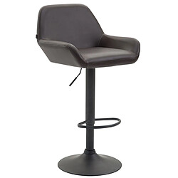 Decoshop26 Tabouret de bar x1 repose-pieds en forme d'arc en métal noir assise en PVC marron 10_0004543