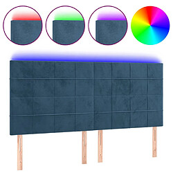 vidaXL Tête de lit à LED Bleu foncé 160x5x118/128 cm Velours