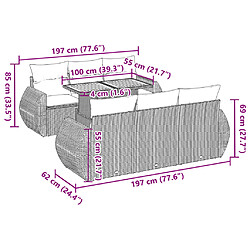 vidaXL Salon de jardin avec coussins 7 pcs beige résine tressée pas cher