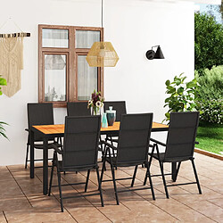 vidaXL Ensemble à manger de jardin 7 pcs noir et marron