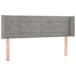 Maison Chic Tête de lit scandinave avec oreilles,meuble de chambre Gris clair 147x16x78/88 cm Velours -MN86580