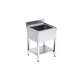 Plonge Inox avec Bâti 1 Bac Seul Gamme 700 et Etagère - Distform