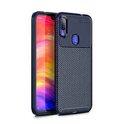 Wewoo Coque TPU antichoc en fibre de carbone pour Xiaomi Redmi Note 7 (bleu)