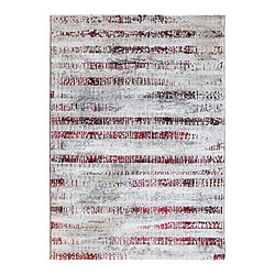 Thedecofactory MEDIANE STRIES - Tapis graphique stries gris rouge 160x230