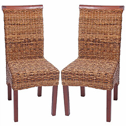 Decoshop26 Lot de 2 chaises de salle à manger en banane tresse design rustique 04_0000195