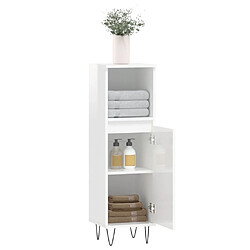 Acheter Maison Chic Armoire de salle de bain,Meuble de rangement,Meuble haut blanc brillant 30x30x100 cm -GKD785633