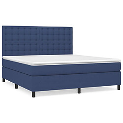 vidaXL Sommier à lattes de lit avec matelas Bleu 160x200 cm Tissu