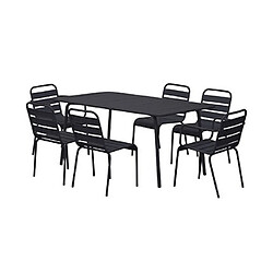 Mes Ensemble table + 4 chaises + 2 fauteuils en métal gris - BACA