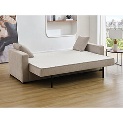 Vente-Unique Canapé 3 places convertible en tissu beige avec assise à mémoire de forme SOLDINA