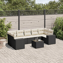 Maison Chic Ensemble Tables et chaises d'extérieur 8 pcs avec coussins,Salon de jardin noir résine tressée -GKD132980