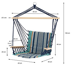 Ecd Germany Chaise suspendue siège fauteuil suspendu hamac relaxation multicolore 120 kg pas cher