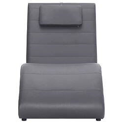 vidaXL Chaise longue avec oreiller Gris Similicuir