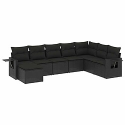 Maison Chic Salon de jardin 8 pcs avec coussins | Ensemble de Table et chaises | Mobilier d'Extérieur noir résine tressée -GKD89323