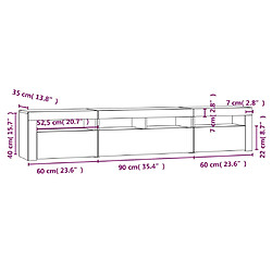 vidaXL Meuble TV avec lumières LED Chêne fumé 210x35x40 cm pas cher