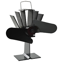 vidaXL Ventilateur de poêle alimenté par chaleur 2 pales Noir