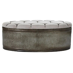 Pegane Banquette Coffre en métal coloris beige - Longueur 121 x Profondeur 44 x Hauteur 47,5 cm