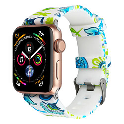 Avizar Bracelet Apple Watch 42 et 44 mm Motif Bucolique en Silicone - Blanc et Vert