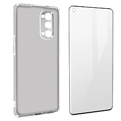 Avizar Coque Oppo Reno 4 Pro Souple et Film Verre Trempé 9H noir