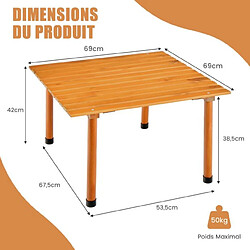 Helloshop26 Table de camping pliante avec sac de transport pour pique-nique plage barbecue camping pêche naturel 20_0005169 pas cher