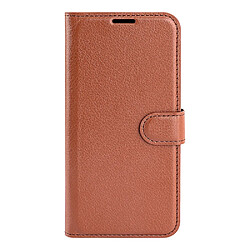 Etui en PU texture litchi, fermoir magnétique avec support marron pour votre Samsung Galaxy A33 5G