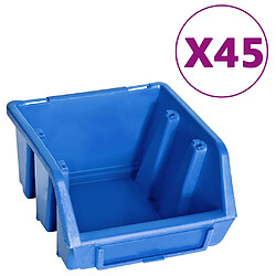 vidaXL Kit de bacs de stockage et panneaux muraux 48 pcs Bleu et noir