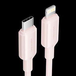 Câble Vention USB 2.0 Type C vers Lightning - Plaqué Nickel - 27W - 3A - Couleur Rose