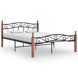 vidaXL Cadre de lit sans matelas noir métal bois chêne 140x200 cm