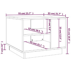 vidaXL Table basse gris béton 55x55x43 cm bois d'ingénierie pas cher