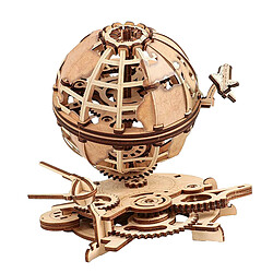 Globe En Bois Puzzle de Découpe Auto-Assemblage Mécanique 3D Modèle Kit, Bel Ornement, Amusant et Facile À Assembler