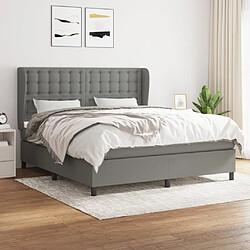 Maison Chic Lit Adulte - Lit simple Lit à sommier tapissier avec matelas moelleux - Meuble de Chambre - Gris foncé 160x200cm Tissu -MN87737