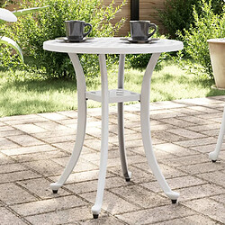 vidaXL Table de jardin blanc Ø48x53 cm aluminium coulé