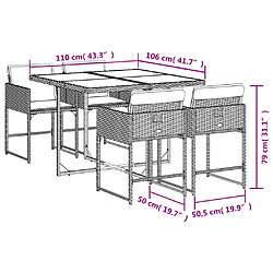 vidaXL Ensemble à manger de jardin coussins 5pcs Noir Résine tressée pas cher