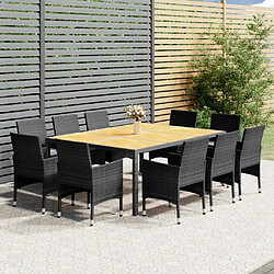 Maison Chic Mobilier à dîner 11 pcs de jardin - Ensemble table et chaises d'extérieur - Salon/Mobilier de jardin classique Résine tressée Gris -MN17557